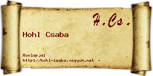 Hohl Csaba névjegykártya